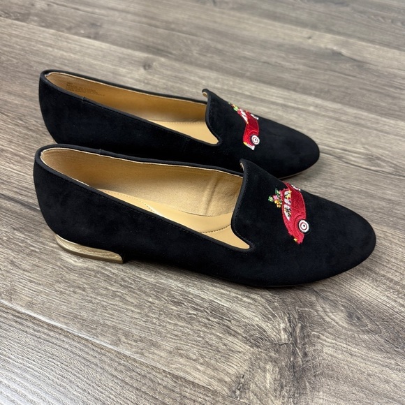 Talbots NWOT Ryan Embroidered Suede Loafers 9 - Christmas, Holiday, Black - Picture 4 of 10